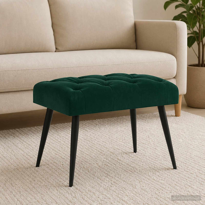 Bancă cu butoane capitonate Verde închis 60 x 40 x 45 cm - WALTI WALTI