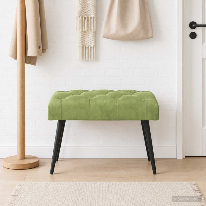 Bancă cu butoane capitonate Verde deschis 60 x 40 x 45 cm WALTI