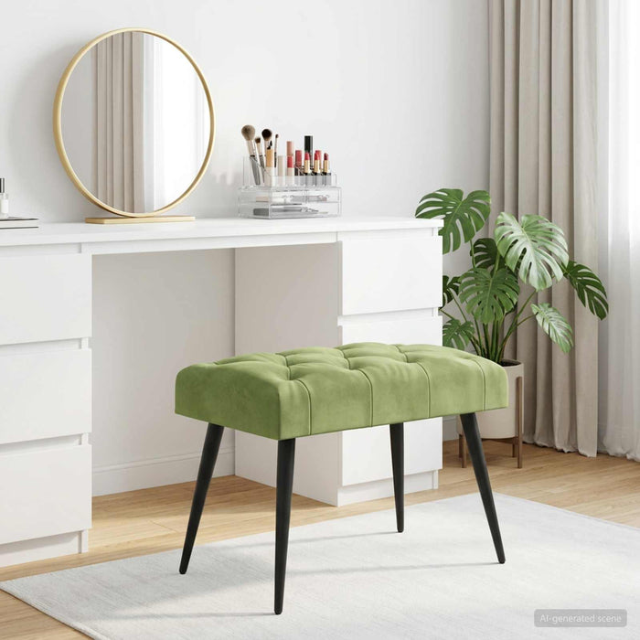 Bancă cu butoane capitonate Verde deschis 60 x 40 x 45 cm WALTI