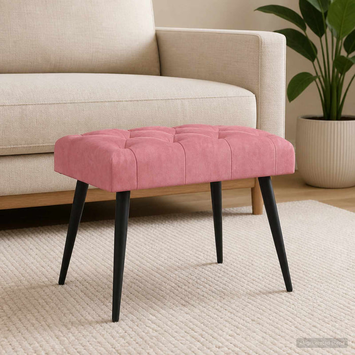 Bancă cu butoane capitonate Roz 60 x 40 x 45 cm Catifea - WALTI WALTI