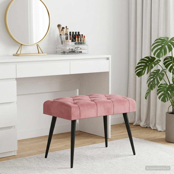 Bancă cu butoane capitonate Roz 60 x 40 x 45 cm Catifea - WALTI WALTI