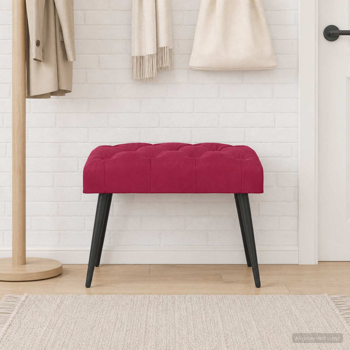 Bancă cu butoane capitonate Roșu Vin 60 x 40 x 45 cm Catifea WALTI