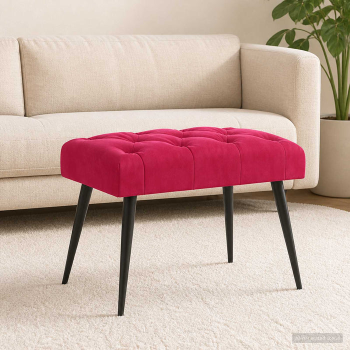 Bancă cu butoane capitonate Roșu Vin 60 x 40 x 45 cm Catifea WALTI