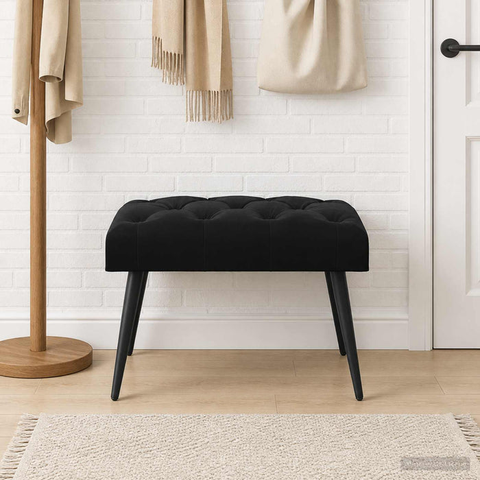 Bancă cu butoane capitonate Negru 60 x 40 x 45 cm Catifea - WALTI WALTI