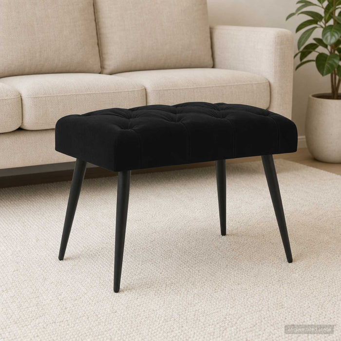 Bancă cu butoane capitonate Negru 60 x 40 x 45 cm Catifea - WALTI WALTI