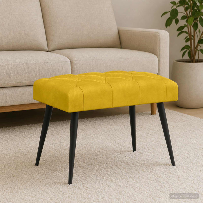 Bancă cu butoane capitonate Galben 60 x 40 x 45 cm Catifea - WALTI WALTI
