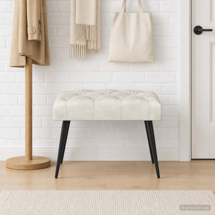 Bancă cu butoane capitonate Crem 60 x 40 x 45 cm Catifea - WALTI WALTI