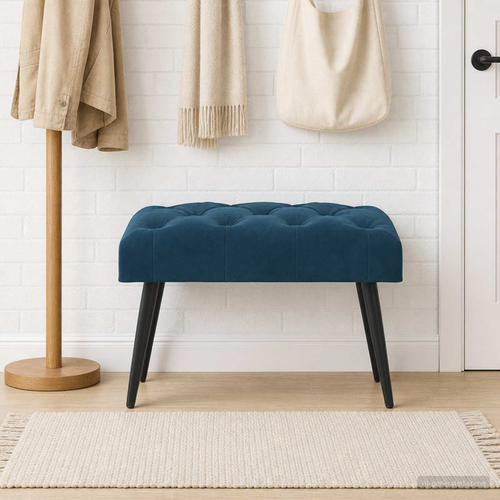 Bancă cu butoane capitonate albastru 60 x 40 x 45 cm Catifea WALTI