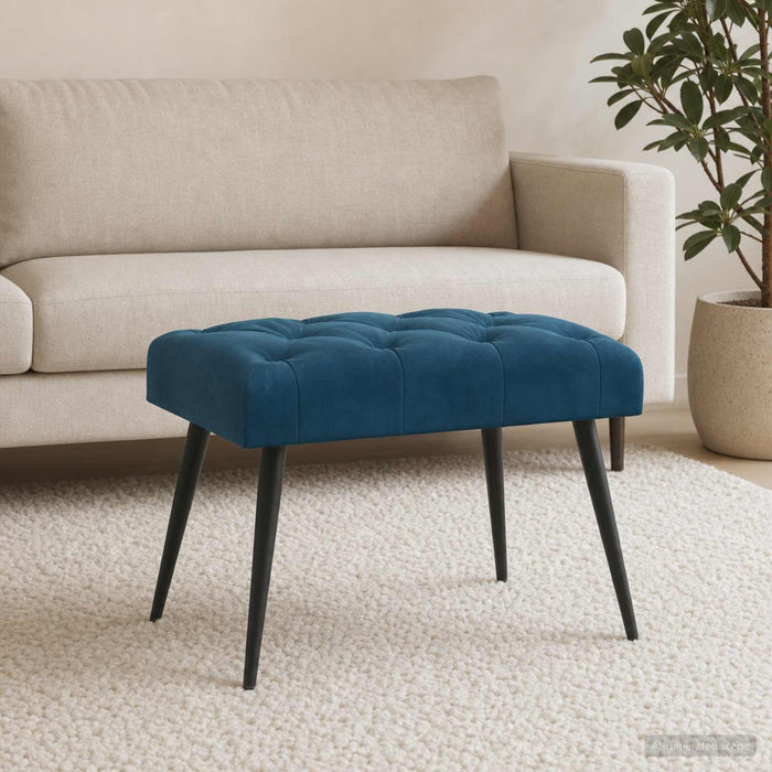 Bancă cu butoane capitonate albastru 60 x 40 x 45 cm Catifea WALTI