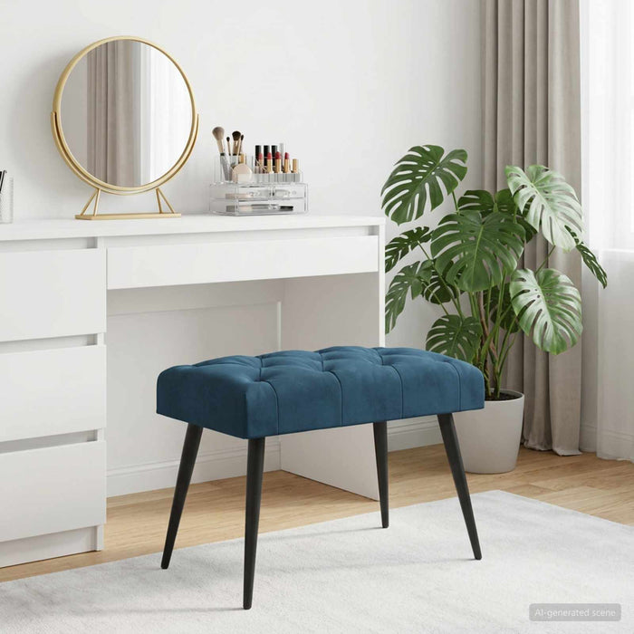 Bancă cu butoane capitonate albastru 60 x 40 x 45 cm Catifea WALTI