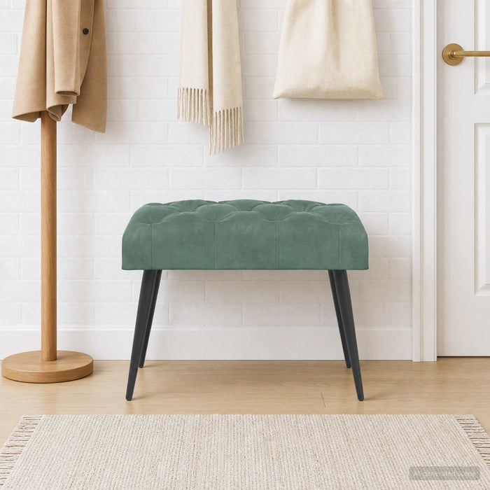 Bancă cu butoane capitonate Verde Mării 60 x 40 x 45 cm Catifea - WALTI WALTI