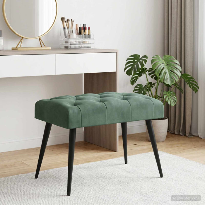 Bancă cu butoane capitonate Verde Mării 60 x 40 x 45 cm Catifea - WALTI WALTI