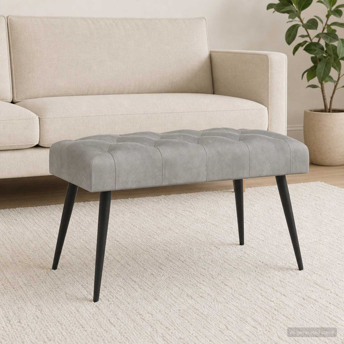Bancă cu butoane capitonate Gri deschis 80 x 40 x 46 cm Catifea - WALTI WALTI