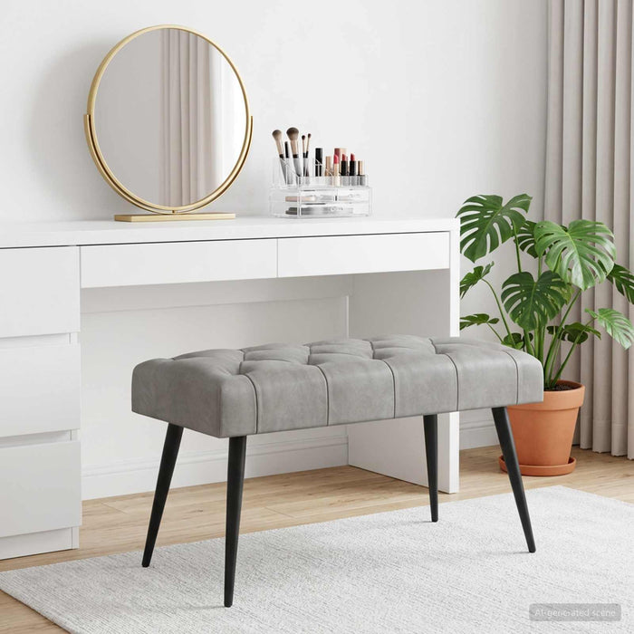 Bancă cu butoane capitonate Gri deschis 80 x 40 x 46 cm Catifea - WALTI WALTI
