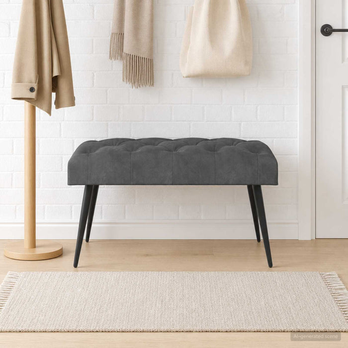 Bancă cu butoane capitonate Gri închis 80 x 40 x 46 cm Catifea - WALTI WALTI