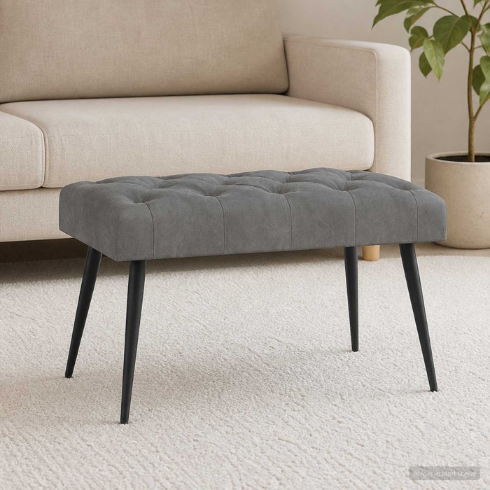 Bancă cu butoane capitonate Gri închis 80 x 40 x 46 cm Catifea - WALTI WALTI
