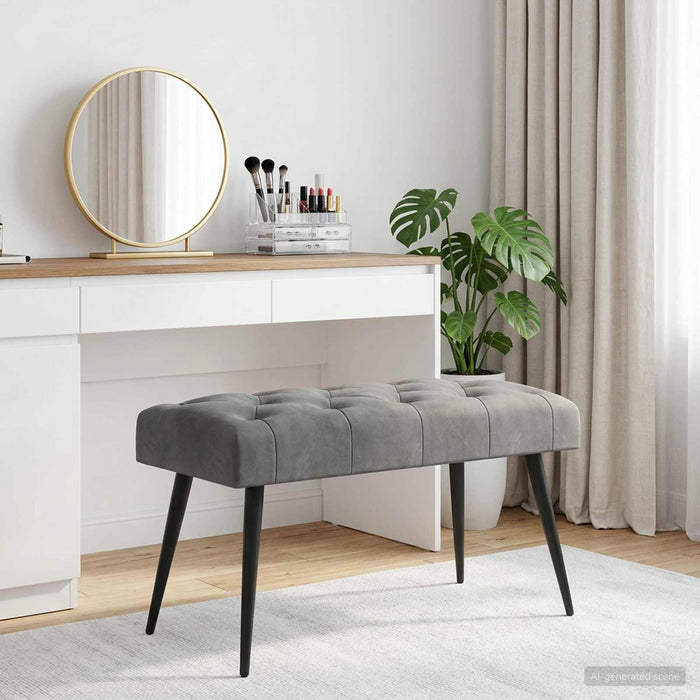 Bancă cu butoane capitonate Gri închis 80 x 40 x 46 cm Catifea - WALTI WALTI