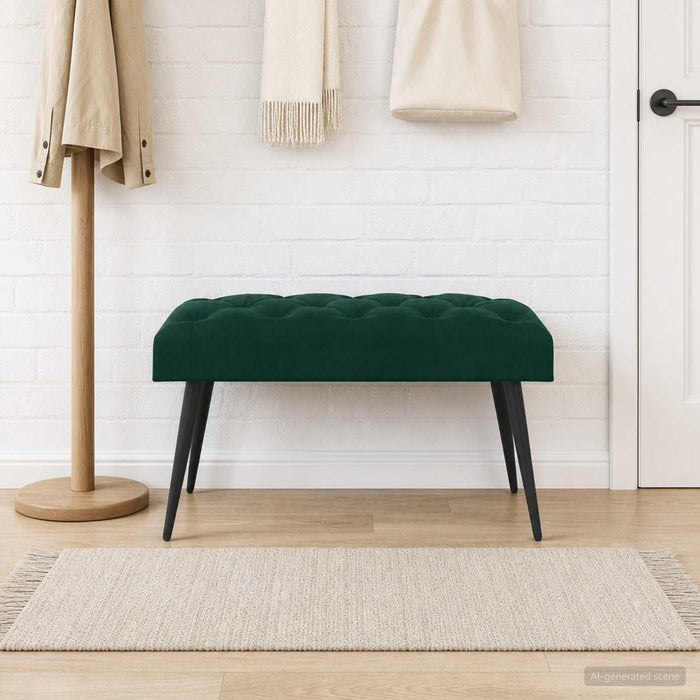 Bancă cu butoane capitonate Verde închis 80 x 40 x 46 cm - WALTI WALTI