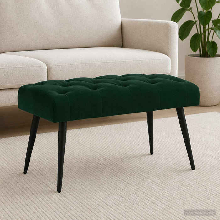 Bancă cu butoane capitonate Verde închis 80 x 40 x 46 cm - WALTI WALTI