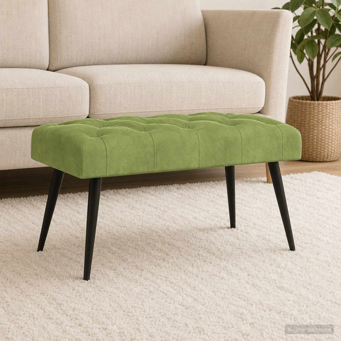 Bancă cu butoane capitonate Verde deschis 80 x 40 x 46 cm - WALTI WALTI