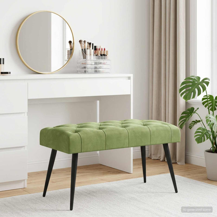 Bancă cu butoane capitonate Verde deschis 80 x 40 x 46 cm - WALTI WALTI