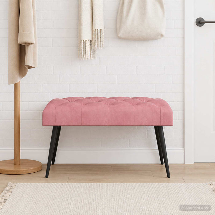 Bancă cu butoane capitonate Roz 80 x 40 x 46 cm Catifea WALTI
