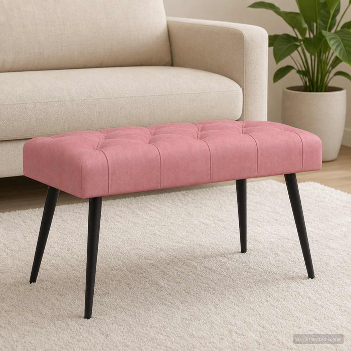 Bancă cu butoane capitonate Roz 80 x 40 x 46 cm Catifea WALTI