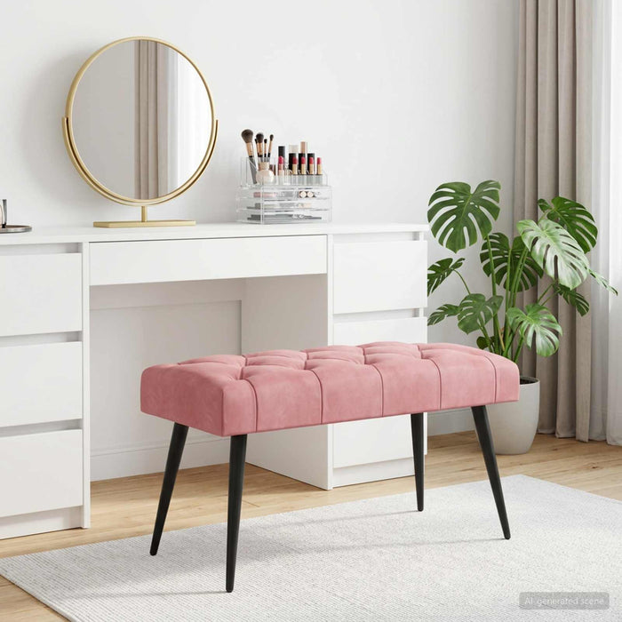 Bancă cu butoane capitonate Roz 80 x 40 x 46 cm Catifea WALTI