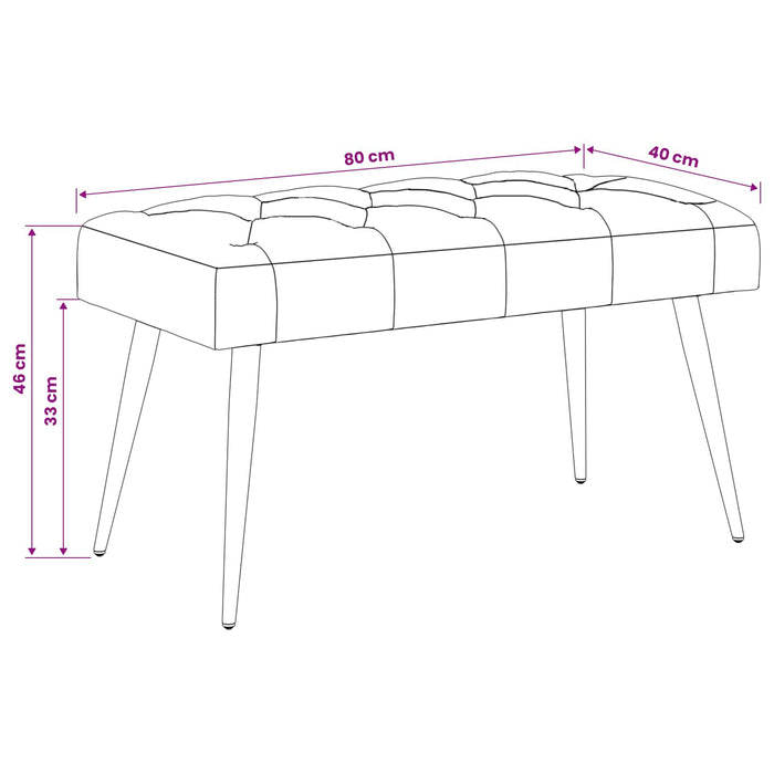 Bancă cu butoane capitonate Roz 80 x 40 x 46 cm Catifea WALTI
