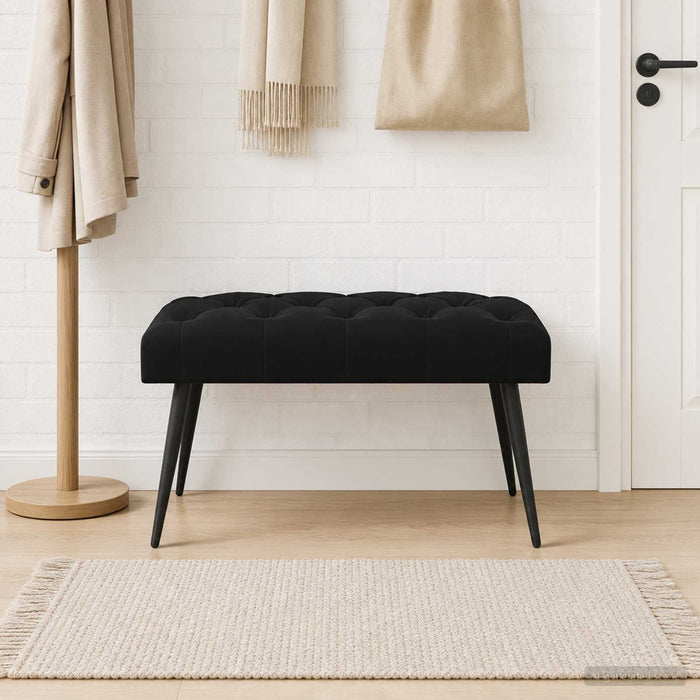 Bancă cu butoane capitonate Negru 80 x 40 x 46 cm Catifea - WALTI WALTI