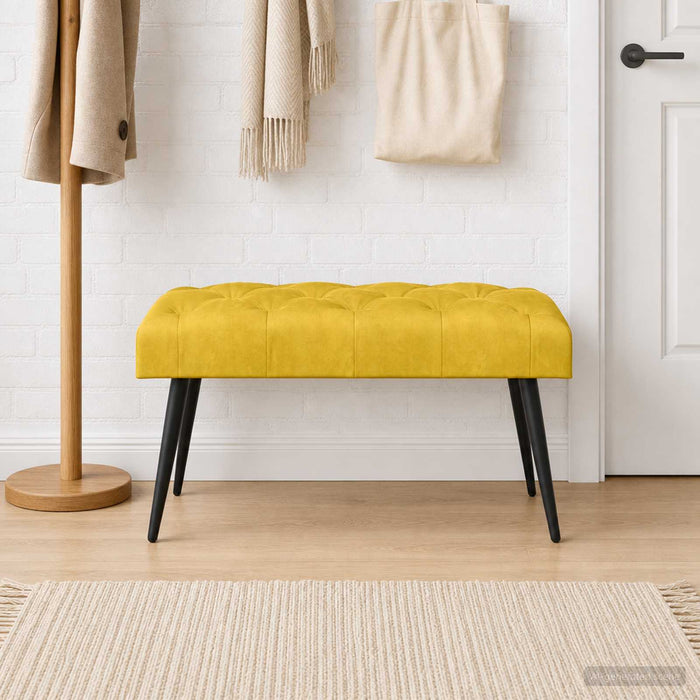Bancă cu butoane capitonate Galben 80 x 40 x 46 cm Catifea WALTI