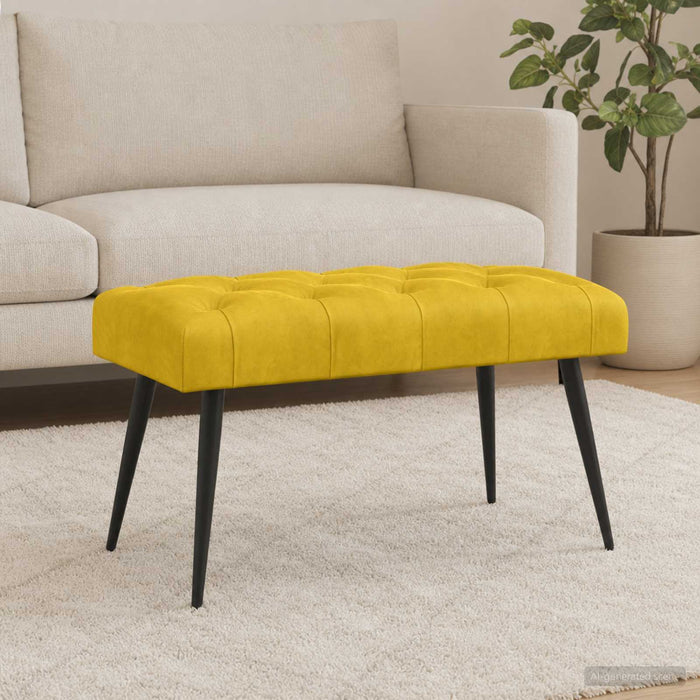 Bancă cu butoane capitonate Galben 80 x 40 x 46 cm Catifea WALTI