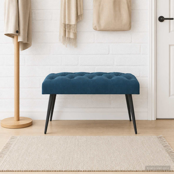 Bancă cu butoane capitonate albastru 80 x 40 x 46 cm Catifea - WALTI WALTI