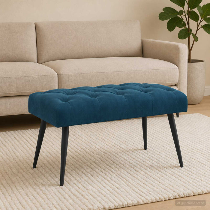 Bancă cu butoane capitonate albastru 80 x 40 x 46 cm Catifea - WALTI WALTI