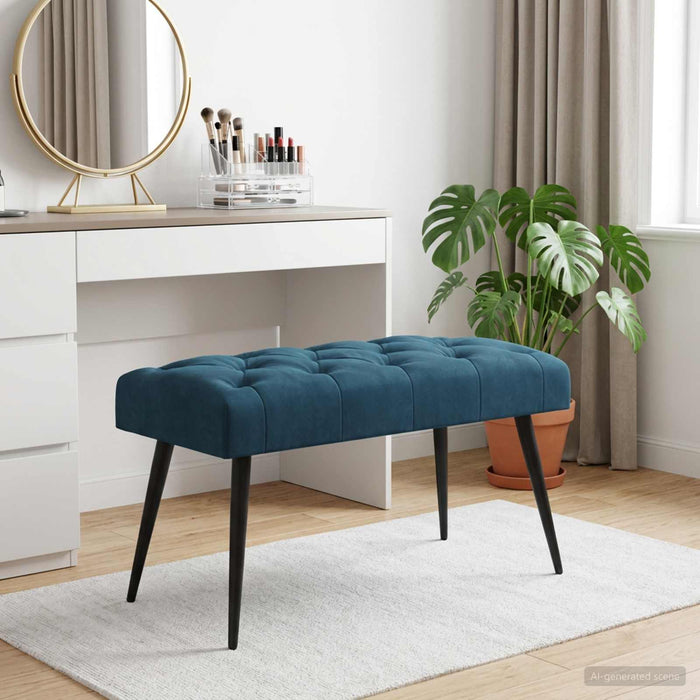 Bancă cu butoane capitonate albastru 80 x 40 x 46 cm Catifea - WALTI WALTI