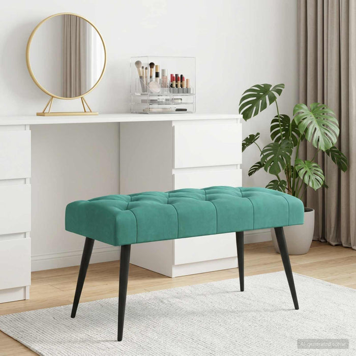 Bancă cu butoane capitonate Turcoaz 80 x 40 x 46 cm Catifea WALTI