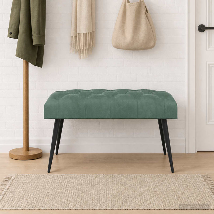 Bancă cu butoane capitonate Verde Mării 80 x 40 x 46 cm Catifea - WALTI WALTI