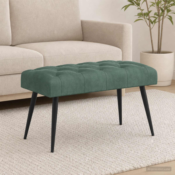 Bancă cu butoane capitonate Verde Mării 80 x 40 x 46 cm Catifea - WALTI WALTI