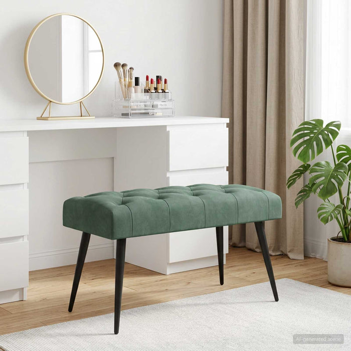 Bancă cu butoane capitonate Verde Mării 80 x 40 x 46 cm Catifea - WALTI WALTI
