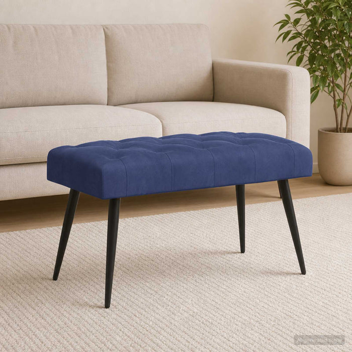 Bancă cu butoane capitonate Albastru Poliție 80 x 40 x 46 cm - WALTI WALTI