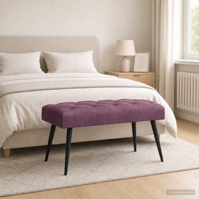 Bancă cu butoane capitonate Violet 80 x 40 x 46 cm Catifea - WALTI WALTI