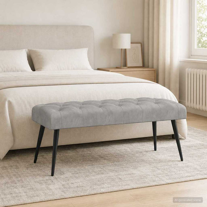 Bancă cu butoane capitonate Gri deschis 110 x 40 x 46 cm - WALTI WALTI