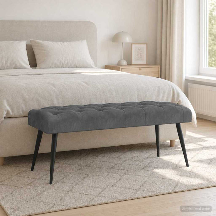 Bancă cu butoane capitonate Gri închis 110 x 40 x 46 cm Catifea - WALTI WALTI