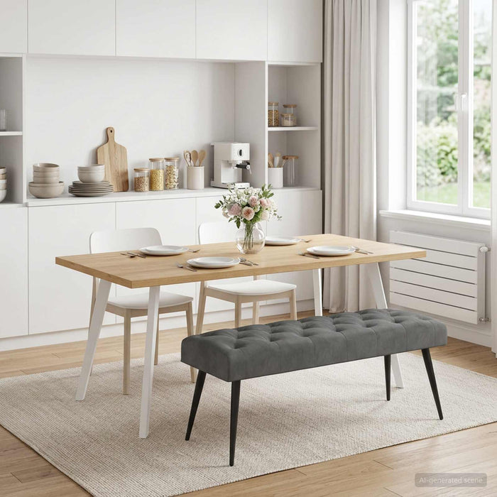 Bancă cu butoane capitonate Gri închis 110 x 40 x 46 cm Catifea - WALTI WALTI