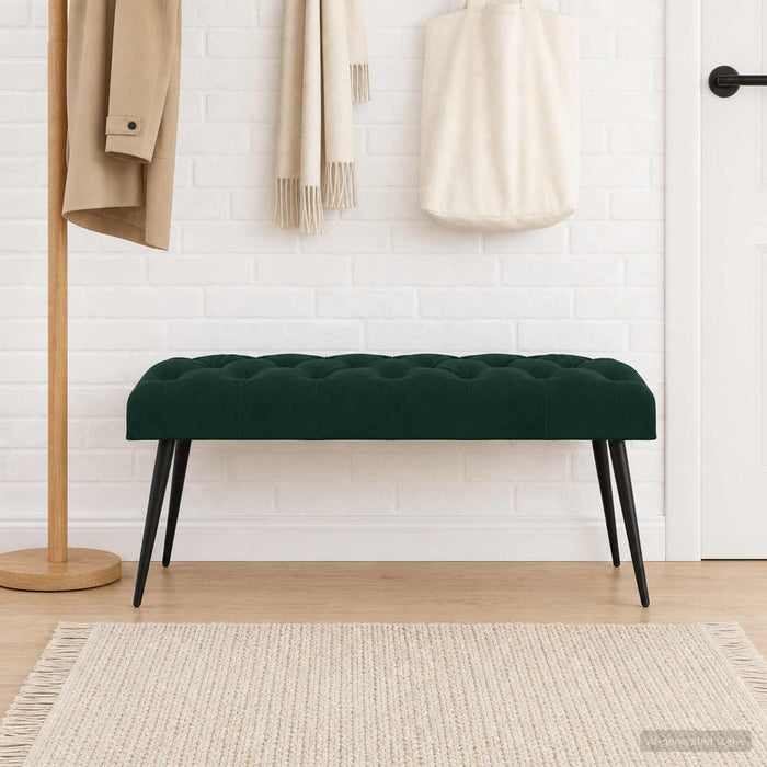 Bancă cu butoane capitonate Verde închis 110 x 40 x 46 cm WALTI