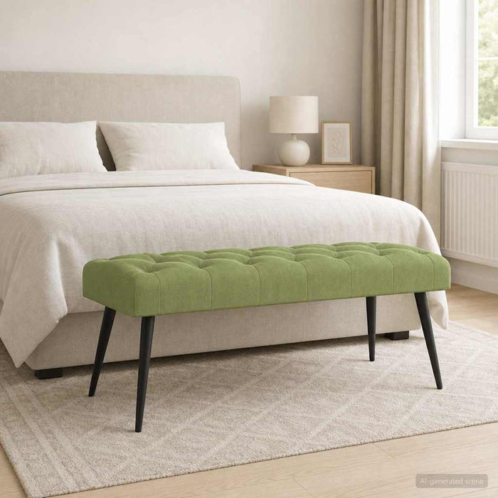 Bancă cu butoane capitonate Verde deschis 110 x 40 x 46 cm - WALTI WALTI