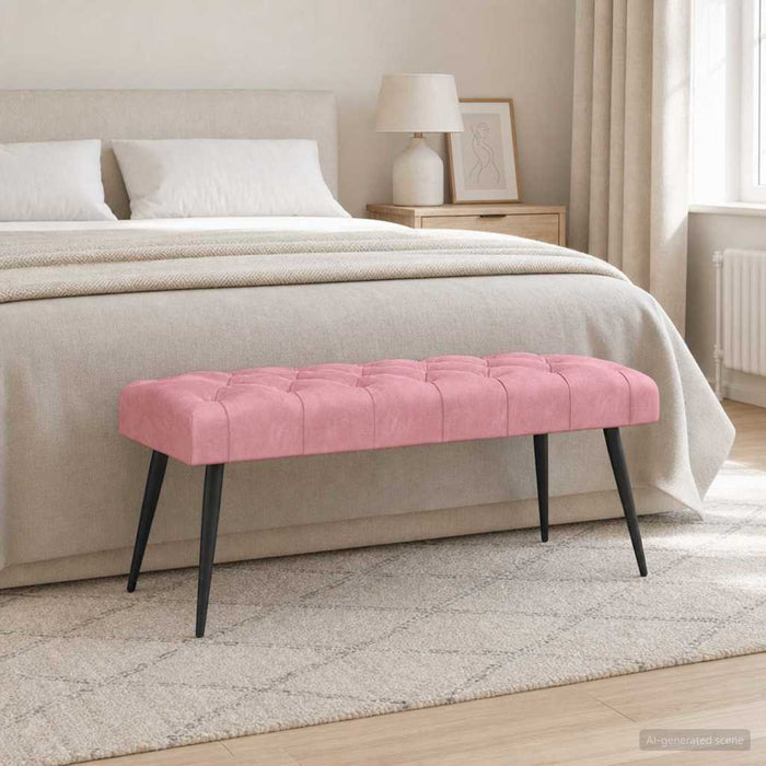 Bancă cu butoane capitonate Roz 110 x 40 x 46 cm Catifea - WALTI WALTI