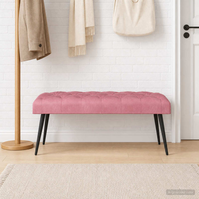 Bancă cu butoane capitonate Roz 110 x 40 x 46 cm Catifea - WALTI WALTI
