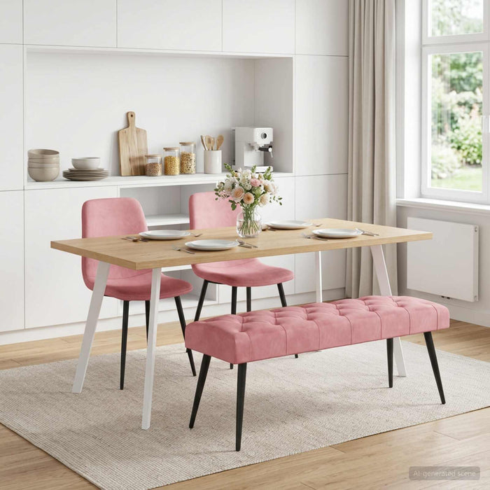 Bancă cu butoane capitonate Roz 110 x 40 x 46 cm Catifea - WALTI WALTI