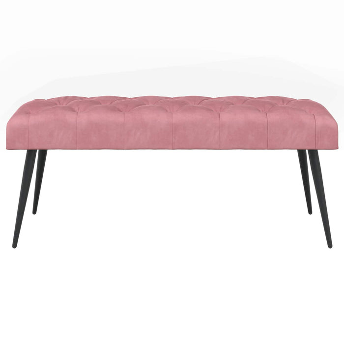 Bancă cu butoane capitonate Roz 110 x 40 x 46 cm Catifea WALTI
